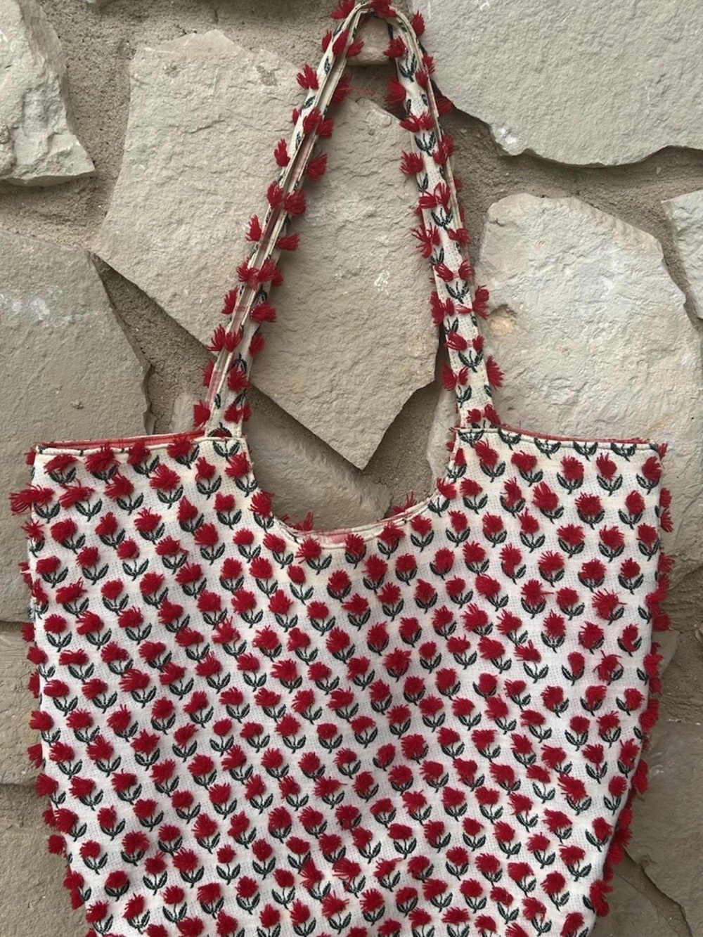 K.C. Malhan Tote Bag Purse Large Red Plaid Cherry Design Handbag‎ 18"x15"x4"
